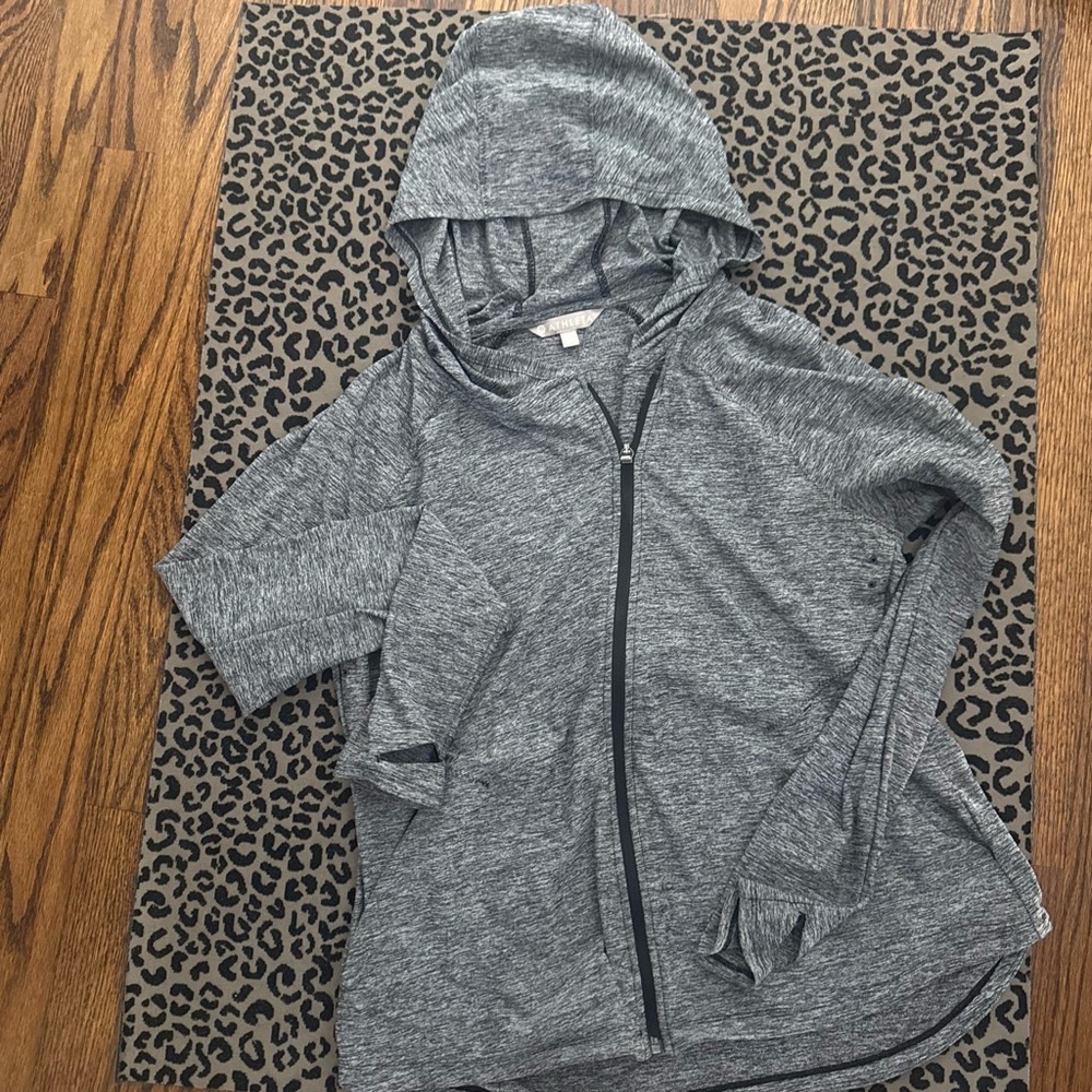 Athleta Girls Gray Hooded Zip-Up Jacket